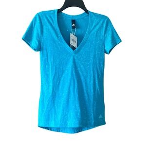 Adidas Flecks D V Tee V-Neck Short Sleeve T-Shirt Athletic Top‎ XS NWT